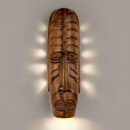 A19 LIGHTING Tribal Mask Wall Sconce, Amber Palm NT004-AP-1LEDE26